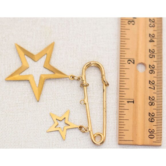 Vintage Stars Safety Pin in Gold Tone - A12 - Picture 2 of 2